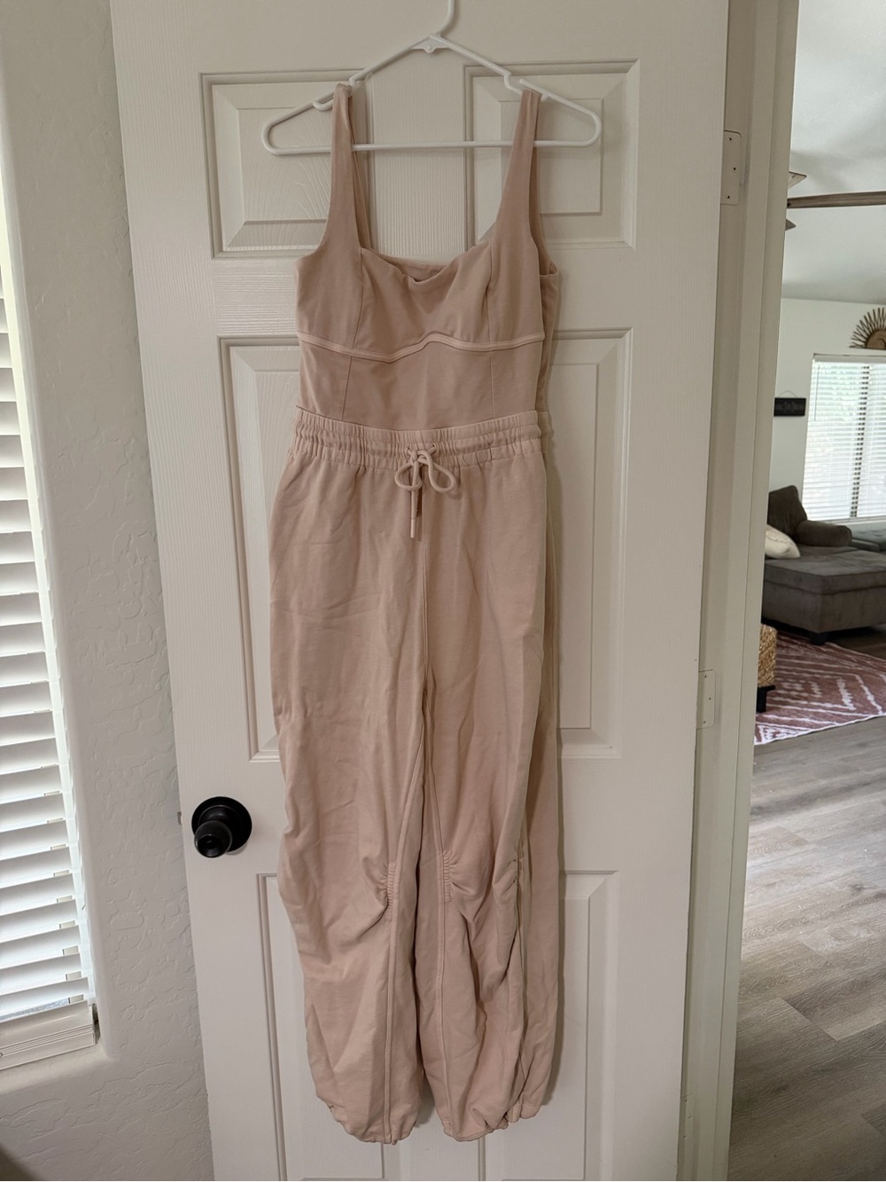 FP Movement by Free People Soft Taupe Sleeveless Drawstring Jumpsuit